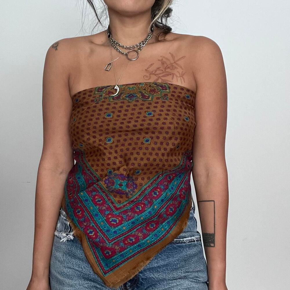 Brown folk scarf deep brown
